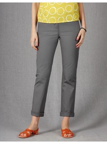 Ankle Skimmer Chinos - pattern: plain; waist: mid/regular rise; predominant colour: mid grey; occasions: casual, work; length: ankle length; style: chino; fibres: cotton - stretch; jeans & bottoms detail: turn ups; texture group: cotton feel fabrics; fit: slim leg; pattern type: fabric