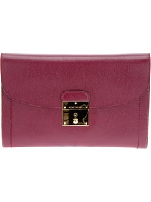 'Isobel' Clutch - predominant colour: burgundy; occasions: casual, evening, occasion; type of pattern: standard; style: clutch; length: hand carry; size: standard; material: leather; pattern: plain; finish: plain