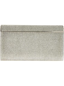 'Cayla' Metallic Clutch - predominant colour: silver; occasions: evening, occasion; type of pattern: standard; style: clutch; length: hand carry; size: small; material: fabric; pattern: plain; trends: metallics; finish: metallic