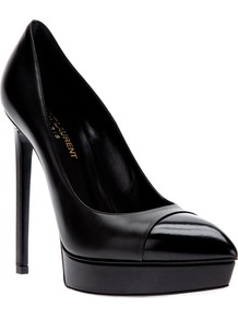 'Escarpin' Pump - predominant colour: black; occasions: evening, occasion; material: leather; heel: platform; toe: pointed toe; style: courts; finish: patent; pattern: plain; heel height: very high