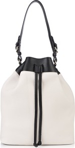Crosby Bucket Bag - predominant colour: white; occasions: casual, work, holiday; type of pattern: small; style: shoulder; length: shoulder (tucks under arm); size: standard; material: leather; finish: plain; pattern: colourblock