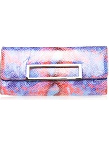 Abstract Fold Over - occasions: evening, occasion; predominant colour: multicoloured; type of pattern: standard; style: clutch; length: hand carry; size: small; material: faux fur; finish: metallic; pattern: patterned/print
