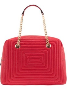 Red Labyrinth Hand Bag - predominant colour: true red; occasions: casual; style: tote; length: shoulder (tucks under arm); size: oversized; material: faux leather; embellishment: quilted; finish: plain; pattern: patterned/print