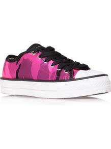 Lightning - predominant colour: hot pink; occasions: casual; material: fabric; heel height: flat; toe: round toe; style: trainers; finish: plain; pattern: patterned/print