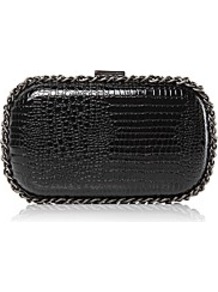 Moda In Pelle Jenbag Handbags - predominant colour: black; occasions: evening, occasion; type of pattern: light; style: clutch; length: hand carry; size: mini; material: faux leather; pattern: animal print; finish: patent; embellishment: chain/metal