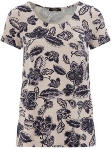 Moda Floral Top Multi - neckline: round neck; style: t-shirt; occasions: casual, holiday; length: standard; fibres: viscose/rayon - stretch; fit: straight cut; predominant colour: multicoloured; sleeve length: short sleeve; sleeve style: standard; pattern type: fabric; pattern size: big & busy; pattern: florals; texture group: jersey - stretchy/drapey