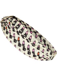 Lipstick Headband - predominant colour: ivory; occasions: casual, holiday; type of pattern: standard; style: turban; size: standard; material: fabric; trends: statement prints; pattern: patterned/print