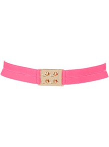 Elastic Lock Belt - predominant colour: pink; occasions: casual, evening, work, holiday; type of pattern: standard; style: elasticated; size: standard; worn on: waist; material: fabric; pattern: plain; trends: fluorescent; finish: plain; embellishment: chain/metal