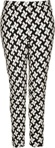 Block Print Skinny Trousers - length: standard; pocket detail: small back pockets, pockets at the sides; waist: mid/regular rise; predominant colour: black; occasions: casual, evening, work, holiday; fibres: polyester/polyamide - mix; hip detail: fitted at hip (bottoms); trends: modern geometrics; fit: slim leg; pattern type: fabric; pattern size: big & busy; pattern: patterned/print; texture group: woven light midweight; style: standard