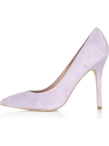 Gwenda Pointed Courts - predominant colour: lilac; occasions: casual, evening, work, occasion; material: suede; heel height: high; heel: stiletto; toe: pointed toe; style: courts; finish: plain; pattern: plain