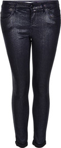Petite Moto Glitter Leigh Jeans - style: skinny leg; length: standard; pattern: plain; pocket detail: traditional 5 pocket; waist: mid/regular rise; predominant colour: black; occasions: casual, evening; fibres: cotton - stretch; jeans detail: dark wash; jeans & bottoms detail: turn ups; texture group: denim; trends: metallics; pattern type: fabric; pattern size: standard