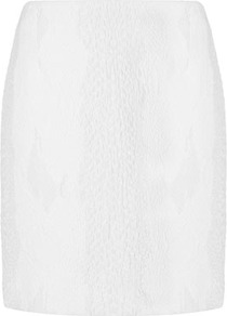 Textured Snake Pencil Skirt Boutique - style: straight; hip detail: fitted at hip; waist: mid/regular rise; predominant colour: white; occasions: casual, evening, holiday; length: just above the knee; fibres: polyester/polyamide - stretch; texture group: cotton feel fabrics; fit: straight cut; pattern type: fabric; pattern size: standard