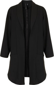Crepe Jacket Boutique - pattern: plain; collar: shawl/waterfall; fit: loose; length: below the bottom; style: boyfriend; predominant colour: black; occasions: casual, evening, work, occasion; fibres: polyester/polyamide - mix; sleeve length: long sleeve; sleeve style: standard; texture group: crepes; collar break: low/open; pattern type: fabric