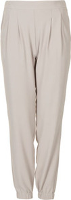 Crepe Cuffed Joggers - length: standard; pattern: plain; style: tracksuit pants; waist detail: elasticated waist; pocket detail: pockets at the sides; waist: mid/regular rise; predominant colour: light grey; occasions: casual; fibres: polyester/polyamide - 100%; texture group: crepes; trends: sporty redux; fit: tapered; pattern type: fabric