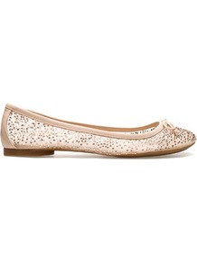 Shiny Ballerina - predominant colour: nude; occasions: casual, evening, work, holiday; material: fabric; heel height: flat; embellishment: crystals; toe: round toe; style: ballerinas / pumps; finish: plain; pattern: plain