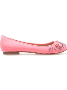 Ballerina With Strass - predominant colour: pink; occasions: casual, evening, work; material: fabric; heel height: flat; embellishment: crystals; toe: round toe; style: ballerinas / pumps; finish: plain; pattern: plain