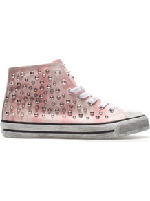 Studded Plimsoll - predominant colour: blush; occasions: casual; material: fabric; heel height: flat; embellishment: crystals; heel: standard; toe: round toe; boot length: ankle boot; style: high top; finish: plain; pattern: tie dye