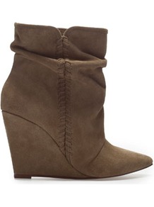 Suede Wedge Ankle Boot - predominant colour: chocolate brown; occasions: casual, evening, work; material: suede; heel height: high; heel: wedge; toe: pointed toe; boot length: ankle boot; style: standard; finish: plain; pattern: plain
