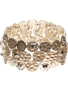 Leonor Bracelet - predominant colour: gold; occasions: casual, evening, work, occasion, holiday; style: bangle; size: large/oversized; material: chain/metal; finish: metallic; embellishment: crystals