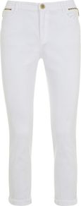 Women's White Smart Cropped Jeans, White - style: skinny leg; pattern: plain; pocket detail: traditional 5 pocket; waist: mid/regular rise; predominant colour: white; occasions: casual, holiday; length: calf length; fibres: cotton - stretch; texture group: denim; pattern type: fabric; pattern size: standard