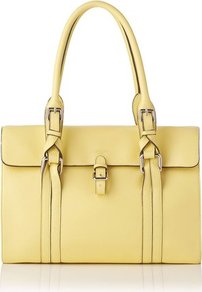 Emma Leather Shoulder Bag Yellow Lemon - predominant colour: primrose yellow; occasions: casual, evening, work; type of pattern: standard; style: tote; length: shoulder (tucks under arm); size: standard; material: leather; pattern: plain; finish: plain; embellishment: buckles