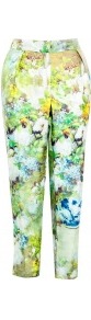 Nallie Silk Printed Trousers - pocket detail: small back pockets, pockets at the sides; waist detail: wide waistband/cummerbund; waist: mid/regular rise; occasions: evening, work, occasion, holiday; length: ankle length; fibres: silk - 100%; hip detail: front pleats at hip level; predominant colour: multicoloured; texture group: structured shiny - satin/tafetta/silk etc.; trends: high impact florals; fit: slim leg; pattern type: fabric; pattern size: standard; pattern: florals; style: standard