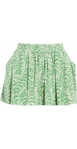 Printed Floaty Mini Skirt With Pockets - length: mini; fit: body skimming; waist: high rise; predominant colour: emerald green; occasions: casual, work, holiday; style: mini skirt; fibres: silk - 100%; hip detail: soft pleats at hip/draping at hip/flared at hip; texture group: silky - light; pattern type: fabric; pattern size: big & busy; pattern: patterned/print