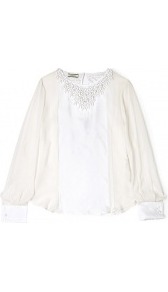 Cenila Silk Embellished Blouse - pattern: plain; bust detail: added detail/embellishment at bust; style: blouse; predominant colour: ivory; occasions: evening, occasion; length: standard; fibres: silk - 100%; fit: loose; neckline: crew; sleeve length: long sleeve; sleeve style: standard; texture group: structured shiny - satin/tafetta/silk etc.; pattern type: fabric; pattern size: light/subtle; embellishment: beading