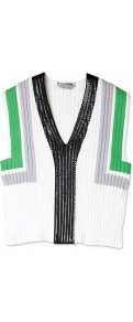 Opice Deep V Neck Panel Knitted Top - neckline: low v-neck; sleeve style: sleeveless; predominant colour: white; occasions: casual; length: standard; style: top; fibres: cotton - 100%; fit: straight cut; bust detail: contrast pattern/fabric/detail at bust; sleeve length: sleeveless; texture group: knits/crochet; pattern type: knitted - other; pattern size: standard; pattern: patterned/print