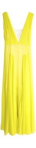 Nadra Silk Maxi Dress - neckline: low v-neck; pattern: plain; sleeve style: sleeveless; style: maxi dress; bust detail: added detail/embellishment at bust; waist detail: fitted waist; back detail: low cut/open back; predominant colour: yellow; occasions: evening, occasion; length: floor length; fit: body skimming; fibres: silk - 100%; hip detail: soft pleats at hip/draping at hip/flared at hip; shoulder detail: flat/draping pleats/ruching/gathering at shoulder; sleeve length: sleeveless; texture group: silky - light; trends: fluorescent; pattern type: fabric; pattern size: standard