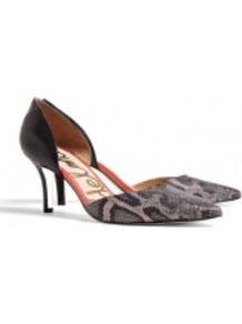 Black Multi Snake Opal Shoe - predominant colour: black; occasions: evening, work, occasion; material: leather; heel height: mid; heel: stiletto; toe: pointed toe; style: courts; finish: plain; pattern: animal print