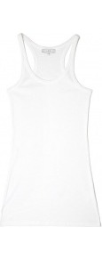 Avril Cotton Racer Back Tank - pattern: plain; sleeve style: sleeveless; length: below the bottom; style: vest top; back detail: racer back/sports back; predominant colour: white; occasions: casual, holiday; neckline: scoop; fibres: cotton - 100%; fit: body skimming; sleeve length: sleeveless; pattern type: fabric; pattern size: standard; texture group: jersey - stretchy/drapey