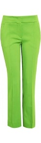 Ombrosa Tailored Trousers - pattern: plain; style: capri; pocket detail: small back pockets; waist detail: wide waistband/cummerbund; waist: mid/regular rise; predominant colour: lime; occasions: casual, work, holiday; length: ankle length; fibres: viscose/rayon - stretch; hip detail: fitted at hip (bottoms); fit: straight leg; pattern type: fabric; texture group: jersey - stretchy/drapey; embellishment: crystals