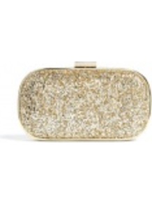 Glitter Marano Clutch Bag - predominant colour: gold; occasions: evening, occasion; type of pattern: light; style: clutch; length: hand carry; size: small; material: leather; embellishment: glitter; pattern: plain; trends: metallics; finish: metallic