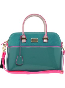 Pauls Boutique Maisy Suede Patent Bag - predominant colour: teal; occasions: casual, work; style: tote; length: handle; size: standard; material: faux leather; embellishment: tassels; pattern: plain; finish: patent