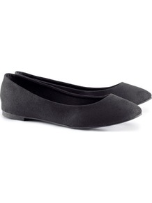 Ballet Pumps - predominant colour: black; occasions: casual, evening, work; material: faux leather; heel height: flat; toe: round toe; style: ballerinas / pumps; finish: plain; pattern: plain