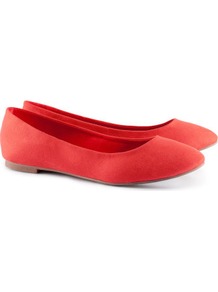 Ballet Pumps - predominant colour: bright orange; occasions: casual, work; material: faux leather; heel height: flat; toe: round toe; style: ballerinas / pumps; finish: plain; pattern: plain