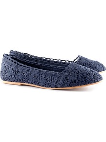 Ballet Pumps - predominant colour: navy; occasions: casual, holiday; material: fabric; heel height: flat; toe: round toe; style: ballerinas / pumps; finish: plain; pattern: plain