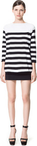 Wide Stripe Sweater - neckline: slash/boat neckline; pattern: horizontal stripes; length: below the bottom; style: standard; predominant colour: black; occasions: casual, work; fibres: cotton - mix; fit: loose; sleeve length: 3/4 length; sleeve style: standard; texture group: knits/crochet; pattern type: fabric; pattern size: standard