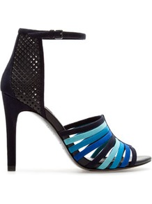 Strappy Sandal With Ankle Straps - predominant colour: diva blue; occasions: evening, work, occasion; material: faux leather; heel height: high; ankle detail: ankle strap; heel: stiletto; toe: open toe/peeptoe; style: strappy; finish: plain; pattern: colourblock