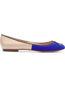 Two Tone Ballerina - predominant colour: royal blue; occasions: casual, work; material: fabric; heel height: flat; toe: round toe; style: ballerinas / pumps; finish: plain; pattern: colourblock