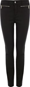 Women's Coated Black Jean, Black - style: skinny leg; length: standard; pattern: plain; waist: mid/regular rise; predominant colour: black; occasions: casual, evening; fibres: cotton - stretch; texture group: denim; pattern type: fabric; pattern size: standard