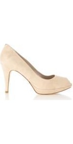 Suede Day Peep Toe Shoes, Neutral - predominant colour: ivory; occasions: evening, work, occasion; material: suede; heel height: high; heel: platform; toe: open toe/peeptoe; style: courts; finish: plain; pattern: plain