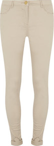 Petite Stone Roll Up Trouser - length: standard; pattern: plain; pocket detail: traditional 5 pocket; waist: mid/regular rise; predominant colour: stone; occasions: casual; fibres: cotton - stretch; jeans & bottoms detail: turn ups; texture group: denim; fit: skinny/tight leg; pattern type: fabric; pattern size: standard; style: standard