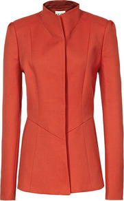 Avanti Pip Flared Single Breasted Coat - pattern: plain; length: standard; style: single breasted; collar: high neck; predominant colour: true red; occasions: casual, work; fit: tailored/fitted; fibres: cotton - mix; sleeve length: long sleeve; sleeve style: standard; collar break: high; pattern type: fabric; pattern size: standard; texture group: woven bulky/heavy