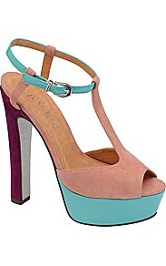 Lauren Platform Sandal - predominant colour: pink; occasions: evening, occasion, holiday; material: suede; heel height: high; ankle detail: ankle strap; heel: platform; toe: open toe/peeptoe; style: standard; finish: plain; pattern: colourblock