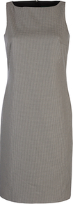 Checked Shift Dress - style: shift; neckline: slash/boat neckline; fit: tailored/fitted; sleeve style: sleeveless; pattern: checked/gingham; waist detail: fitted waist; predominant colour: mid grey; occasions: evening, work, occasion; length: on the knee; fibres: cotton - 100%; sleeve length: sleeveless; trends: glamorous day shifts; pattern type: fabric; pattern size: standard; texture group: jersey - stretchy/drapey