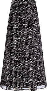 Pixel Panel Skirt, Black/White - length: below the knee; fit: loose/voluminous; waist: high rise; predominant colour: black; occasions: casual, evening, work; style: a-line; fibres: polyester/polyamide - 100%; hip detail: soft pleats at hip/draping at hip/flared at hip; waist detail: narrow waistband; texture group: sheer fabrics/chiffon/organza etc.; pattern type: fabric; pattern size: small & busy; pattern: patterned/print