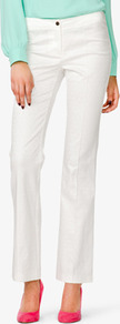 Fit & Flare Jacquared Pants - pattern: plain; pocket detail: small back pockets; waist: mid/regular rise; predominant colour: white; occasions: evening, work, occasion, holiday; length: ankle length; fibres: cotton - stretch; hip detail: fitted at hip (bottoms); waist detail: narrow waistband; texture group: cotton feel fabrics; fit: flares; pattern type: fabric; style: standard