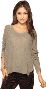 Oversize Loop Knit Sweater - neckline: round neck; sleeve style: dolman/batwing; pattern: plain; style: standard; predominant colour: taupe; occasions: casual; length: standard; fibres: acrylic - 100%; fit: loose; sleeve length: long sleeve; texture group: knits/crochet; pattern type: knitted - other; pattern size: standard